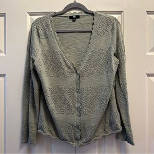 Frye Green Cotton Button Front Cardigan Sweater